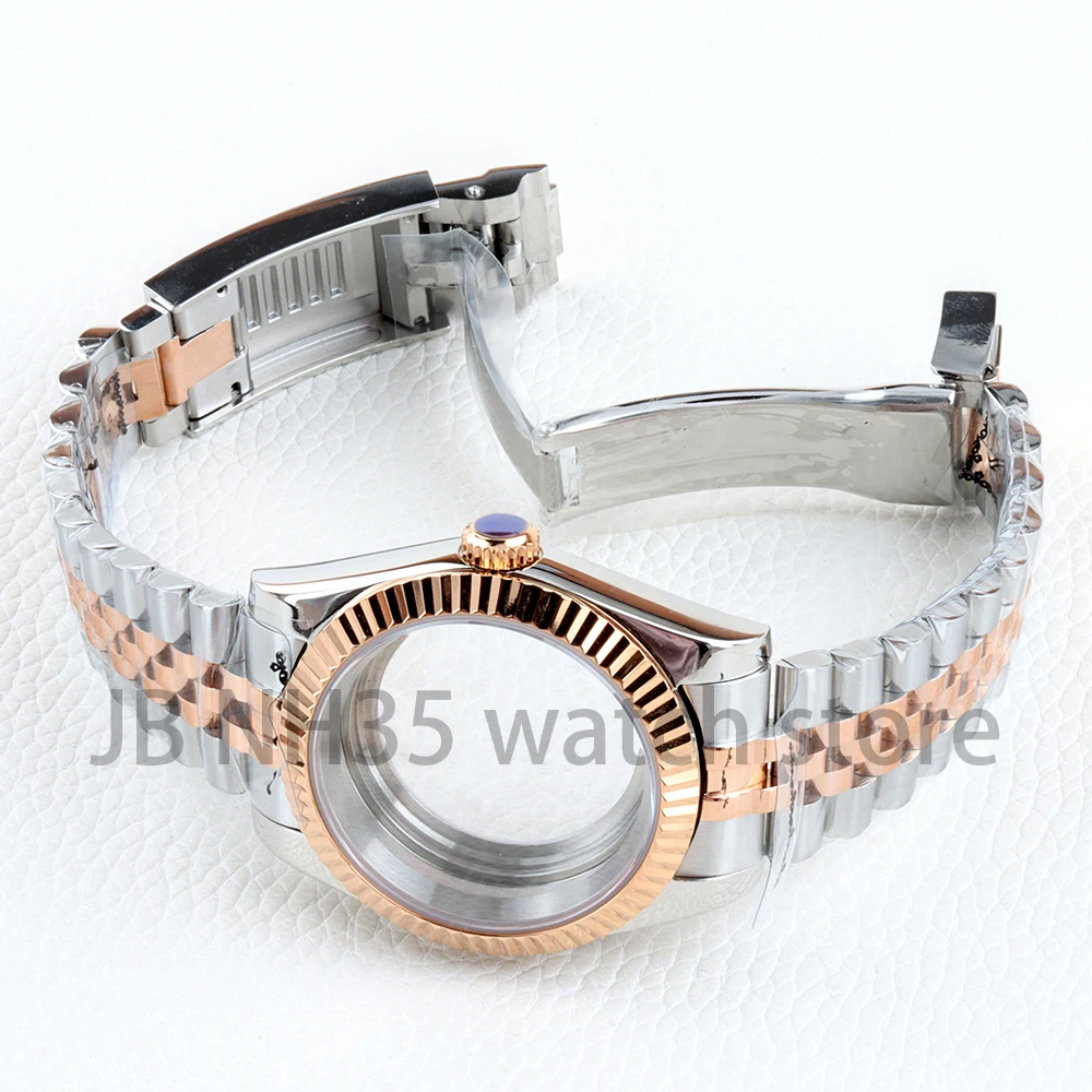 Rose Gold/Gold 36mm/39mm Watch Case 20mm Jubilee Strap Stainless Steel Bracelet for Datejust NH35 NH36 Movment 28.5mm Dial
