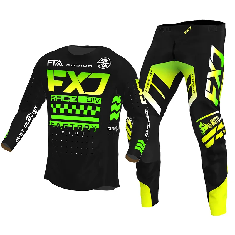 Enduro suit cross Off-road Mens Kits Women's motocross gear set Jersey Pant Motorcycle Combo green blue yellow white pink black