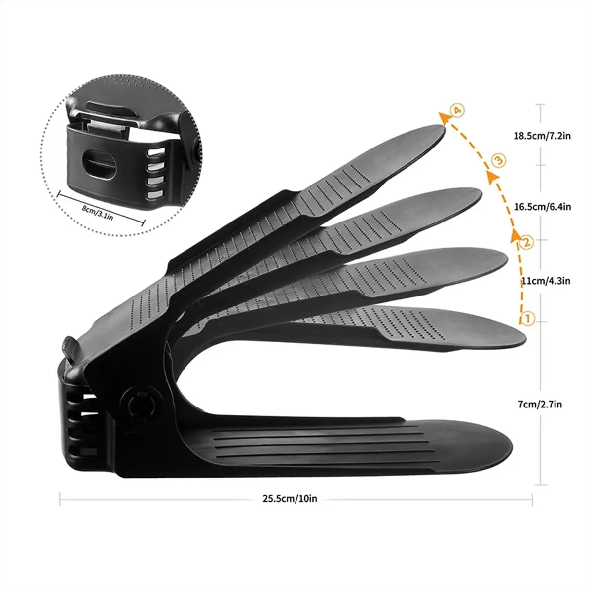 N14R Top 12 Pack Shoe Slots Organizer Shoe Storage Shoe Space Savers 50%, 4 Levels Adjustable Shoe Rack