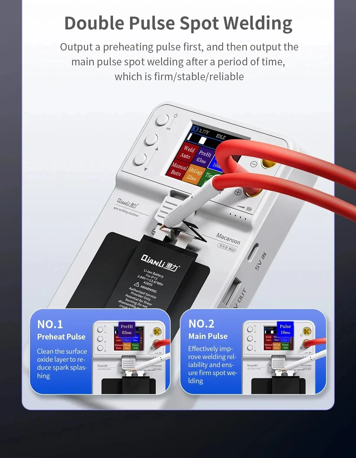 QianLi Macaron Spot Welding Box for iPhone 11-15PM Battery Soldering Transfer Repair Integrated Battery Spot Welding Machine
