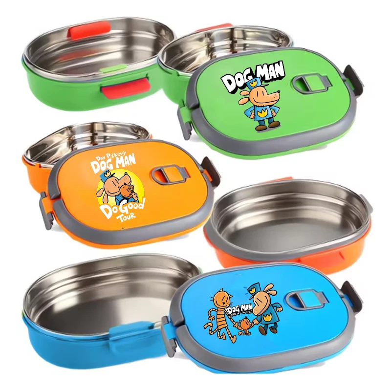 

Dog Man Insulation Lunch Box Cartoon Anime Pattern Lunch Case Stainless Steel High-capacity Leak Proof Bento Boxes Picnic Case