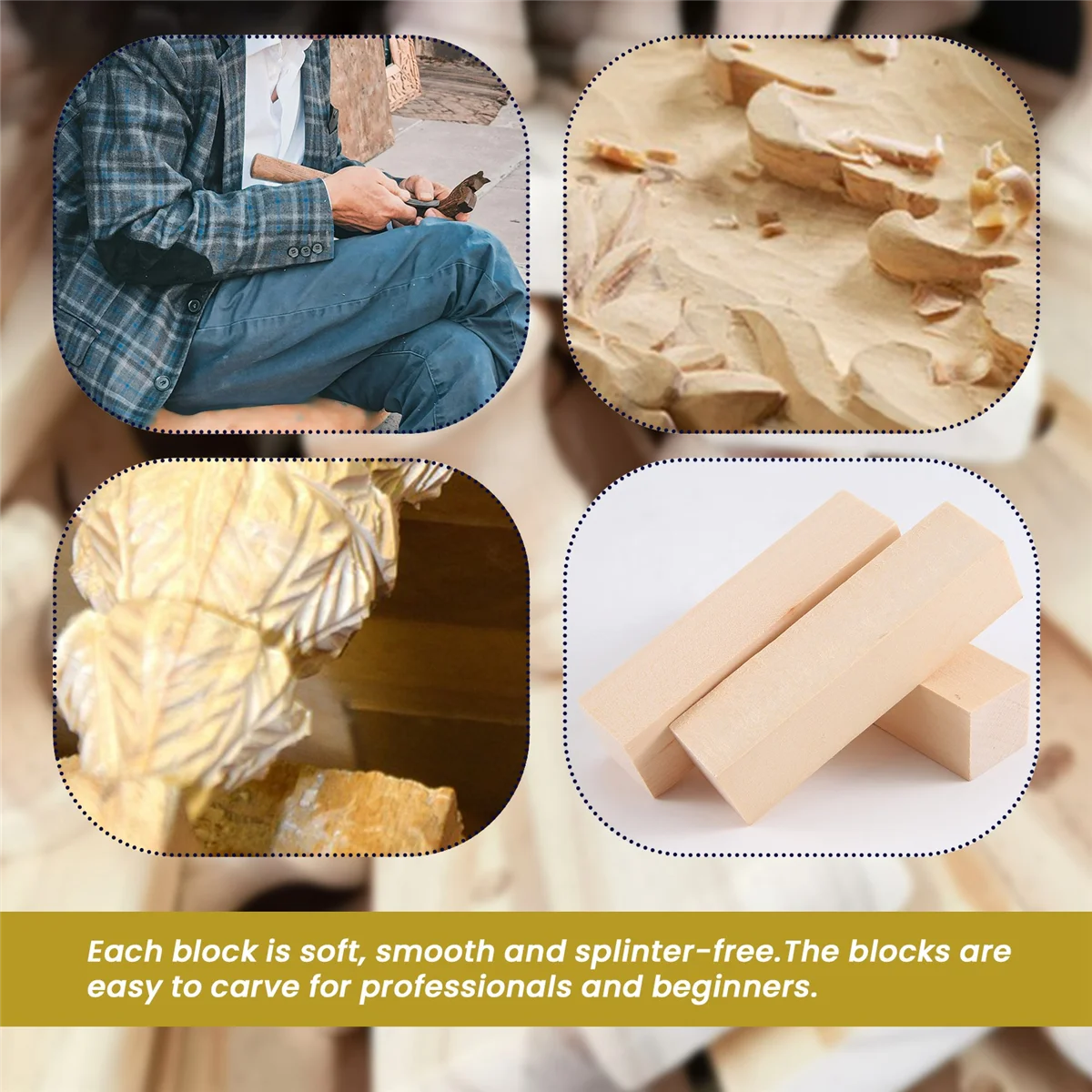 Large Carving Wood Blocks (10 Pack) 4 x 1 x 1 Inches Unfinished Basswood Project Craft Kit DIY Hobby Set for Beginners