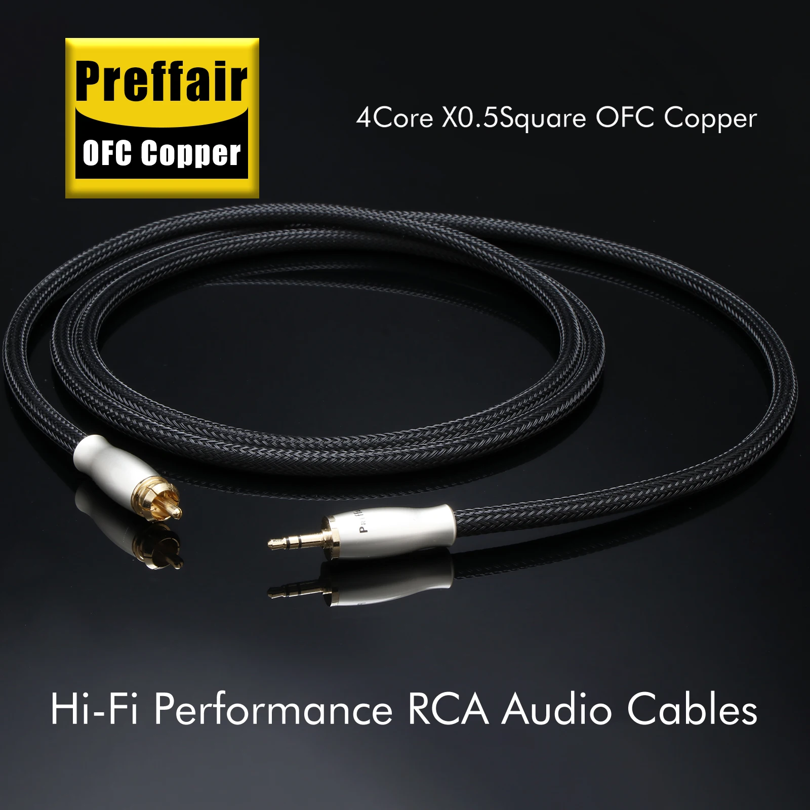 

HIFI 3.5mm Stereo to Rca Cable Hi-end 6N OFC 3.5 to Rca Audio Cable AUX Cable For DAC Mixer Sound DVD AMP