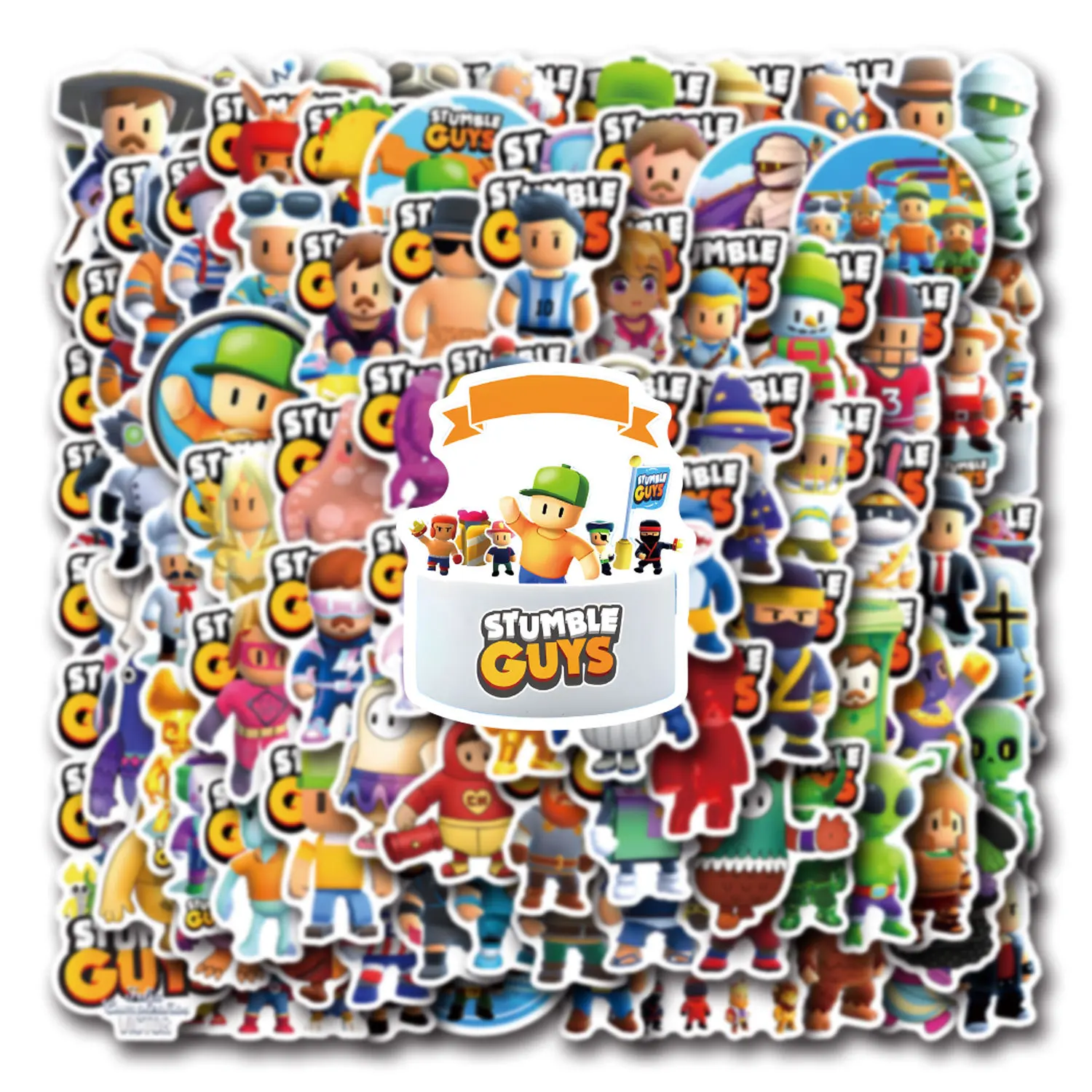 Stumble Guy Cartoon Sticker, Decoração bonito Graffiti, Decalque impermeável, Caixa do telefone, Copo de água, Brinquedo Scrapbook, Bagagem, 10Pcs, 30 Pcs, 55 Pcs, 110Pcs