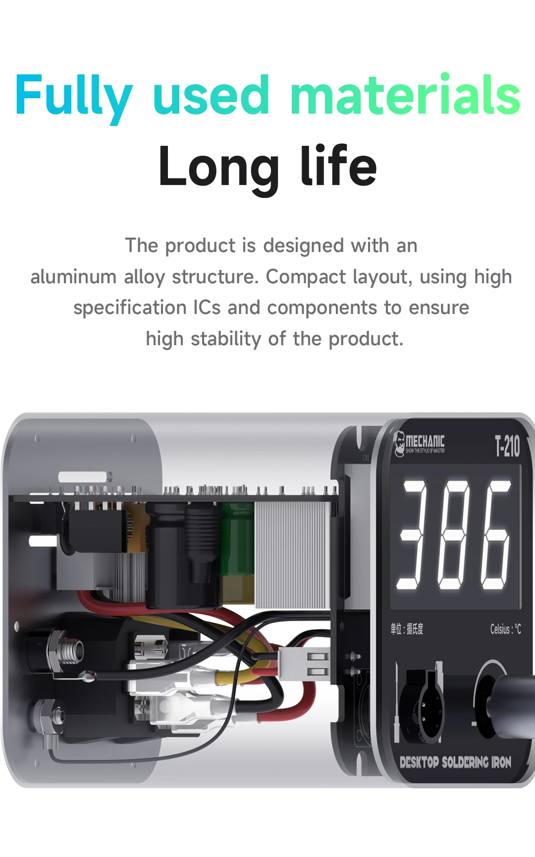 Mechanic T210 Desktop Soldering Iron Intelligent Large Display C210 Heating Core Short Circuit Protection Welding Station