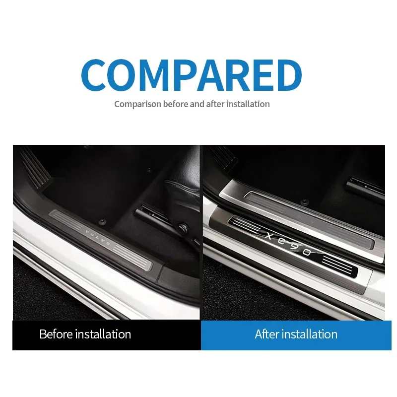 For Volvo XC90 2015-2024 Exterior Door Sill Strip decoration Scuff Guard Plate Sticker Stainless Steel Accessories Car Styling