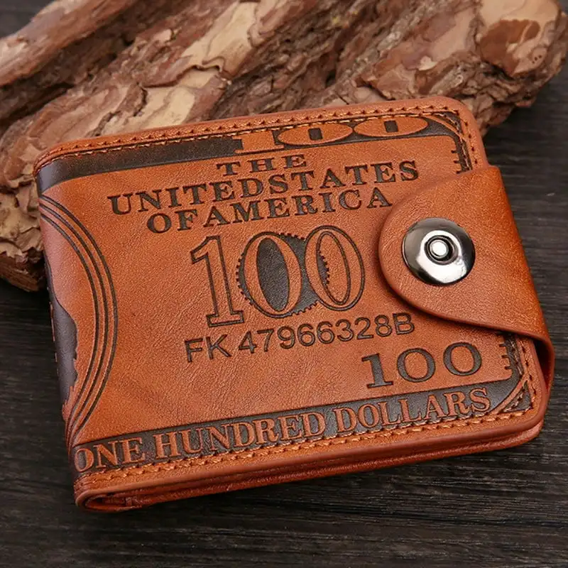 

1 Pcs Men Wallet Purse Short Design Dollar Pattern Vintage for Coin Money Cards Business