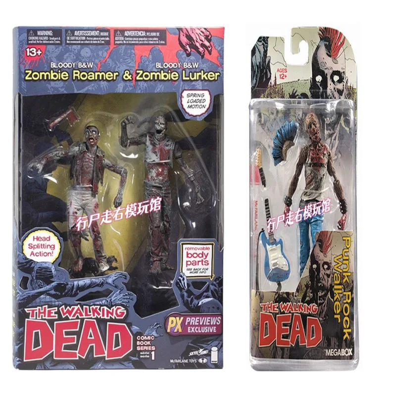 【Inventory】Genuine Comics Walking Dead 4.5inche1/12 Action Figures BLACK AND WHITE ZOMBIE Set Scale Model Collectible Toy