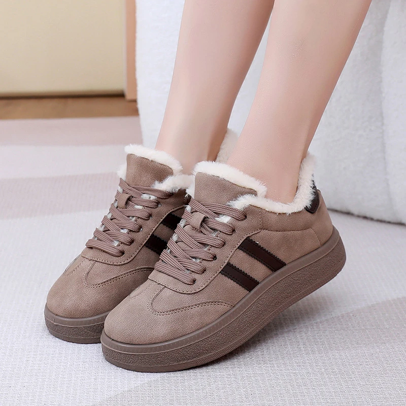 2026 New Winter Women's Fleece-lined Casual Flats Shoes Waterproof Skid-proof Durable Comfortable Warm Women's Retro Shoes