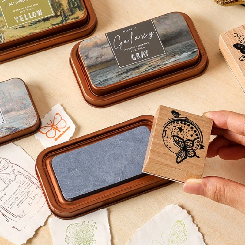 Vintage Tin Box Ink Pad Eco-Friendly Felt Stamp Pad for Journaling ScrapbookinDIY Craft Universal Soft Cottons Ink Stamper