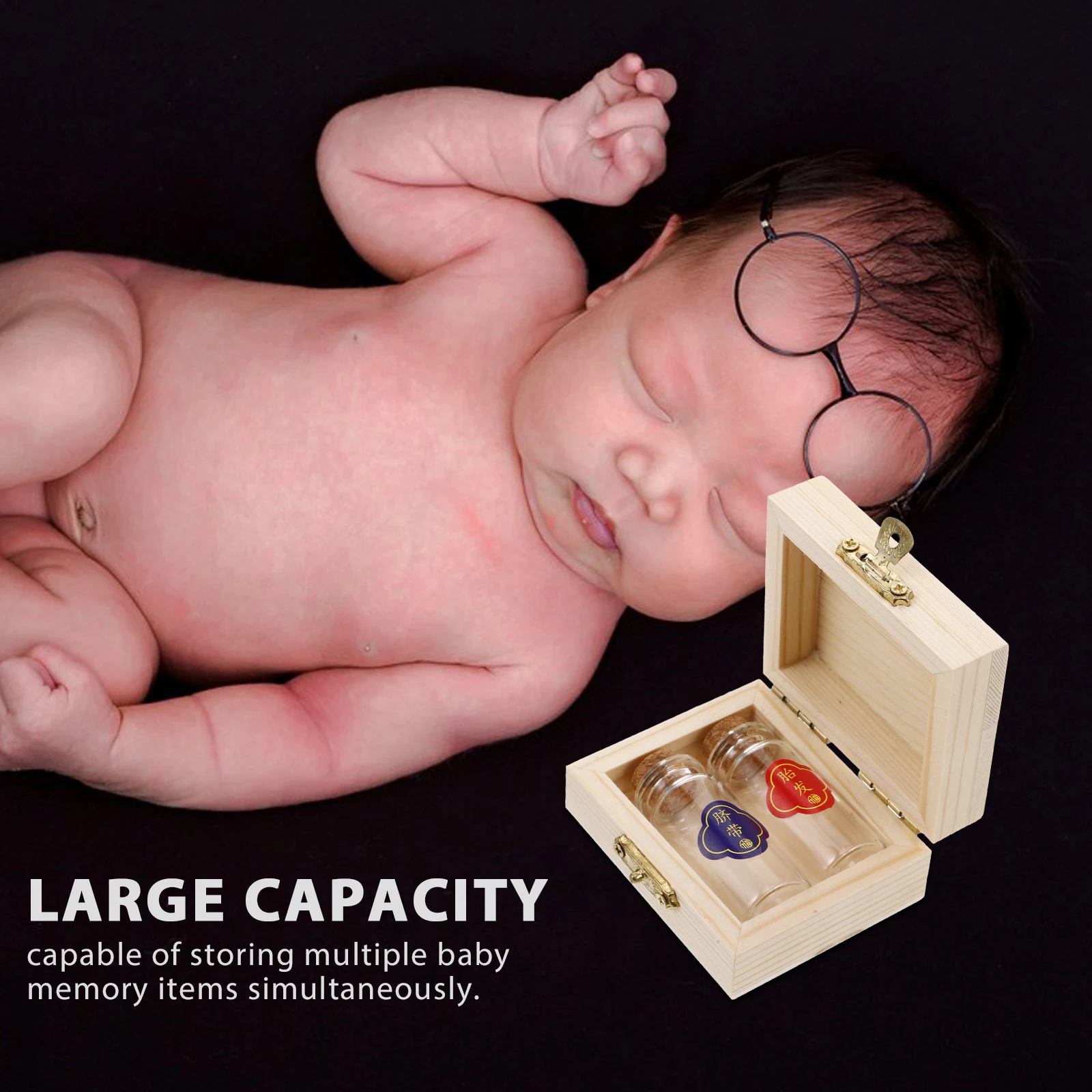 

1 set Keepsake Storage Box for First Haircut Fetal Hair Umbilical Cord Milkdent Beige Large Capacity