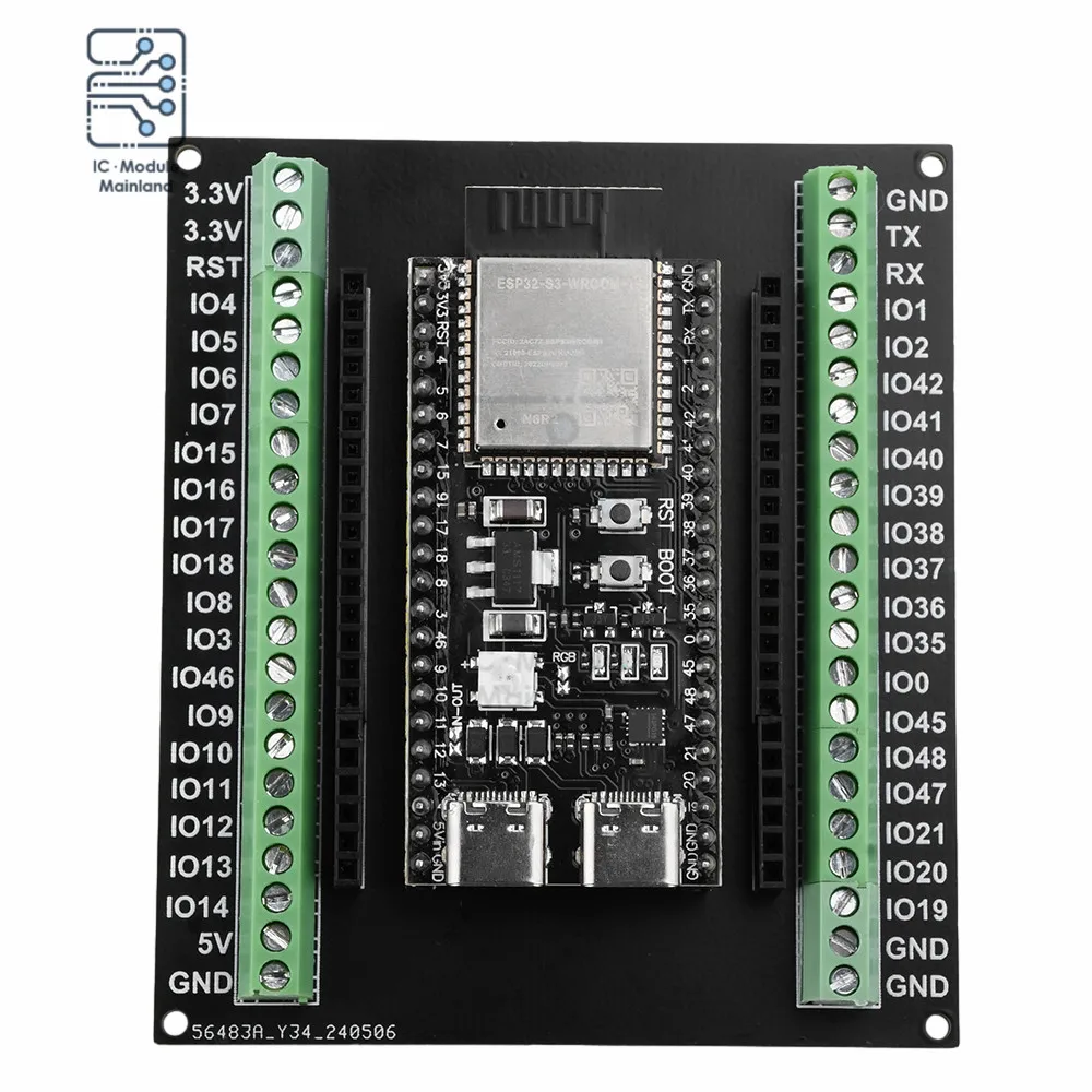 ESP32-S3 GPIO IoT Development Board Expansion Board 44Pin WROOM-1-N16R8 Dual Core ESP32-S3-DevKitC-1 Module for N8R2/N16R8