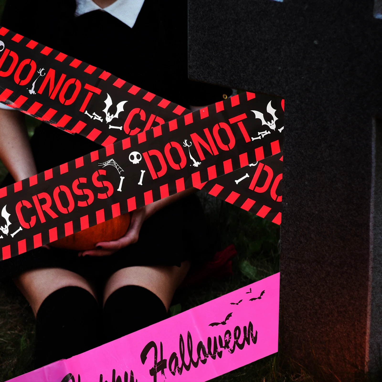 

3PCS Halloween Warning Tape Danger Line Party Supplies Isolation Scene Props Lightweight PE Material Spooky