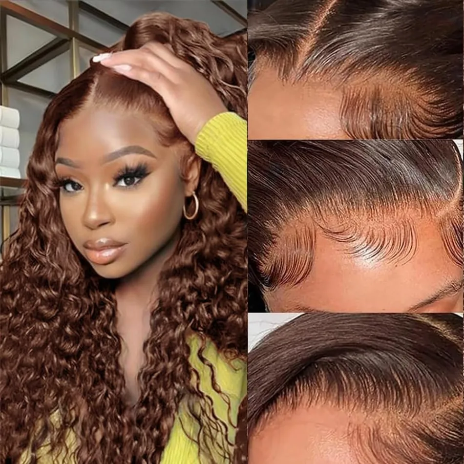 250 Density Human Hair Wigs Chocolate Brown Lace Front Wig Curly Wigs 13x6 Hd Lace Frontal Wig Colored Brazilian Hair for Women