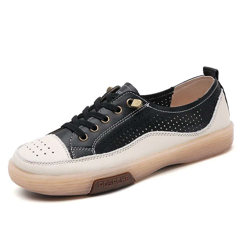 

2025 Summer Women Shoes Mesh Loafers Ladies Walking Flats Sneakers for Women Genuine Leather Women's Shoes Soft Sole Single Shoe