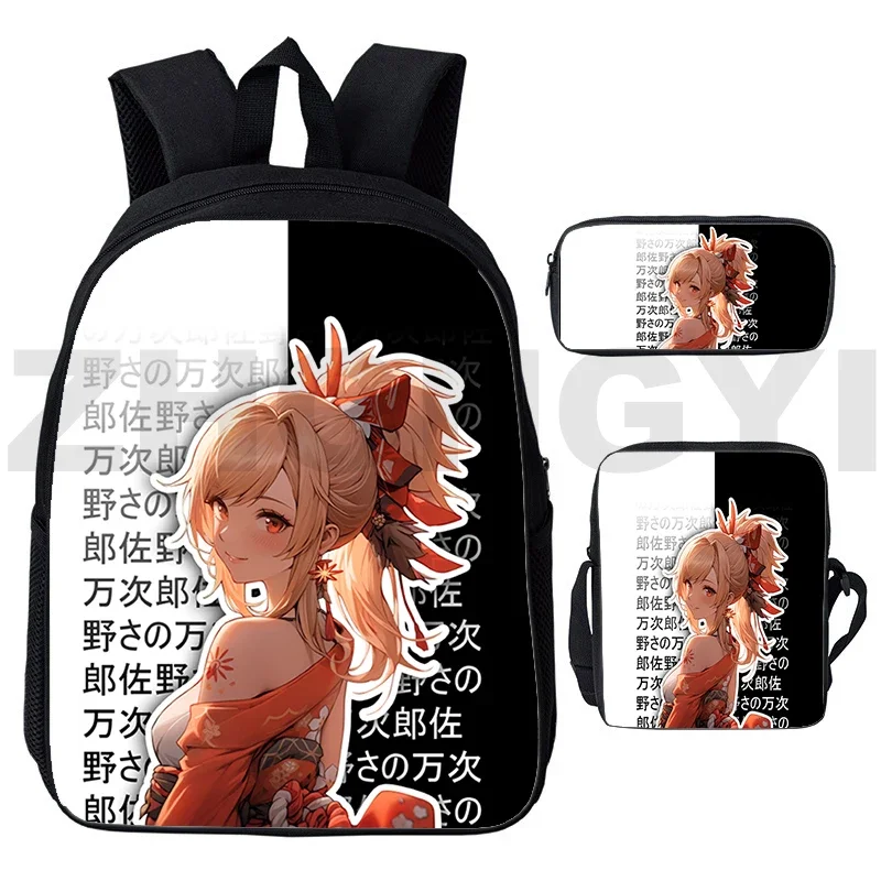 

Fashion Canvas Honkai Impact 3rd Game School Back Pack for Boys Harajuku 3D Backpack Women 3 Pcs/Set Pencil Case Crossbody Bags