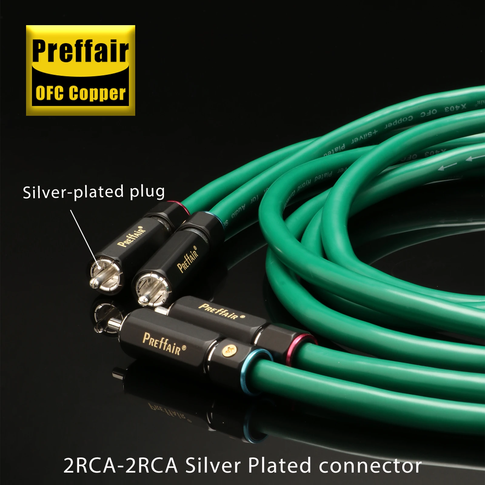 Preffair X403R1730 versilbertes 6N OFC RCA-Audiokabel auf Stecker mit vergoldeten Steckern/rechtwinkligem Verlängerungskabel – Detail 16