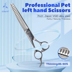 Taiwan Crane Left Hand 7.0 Inch 23 Teeth VG10 Steel Professional Dog Grooming Nature Scissors Thinning Rate 90% For Pet Groomer