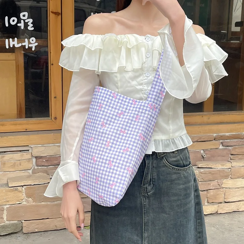 2024 Tote Korean Instagram Floral New Versatile Large Capacity Canvas Bag Single Shoulder Women\'s Bags