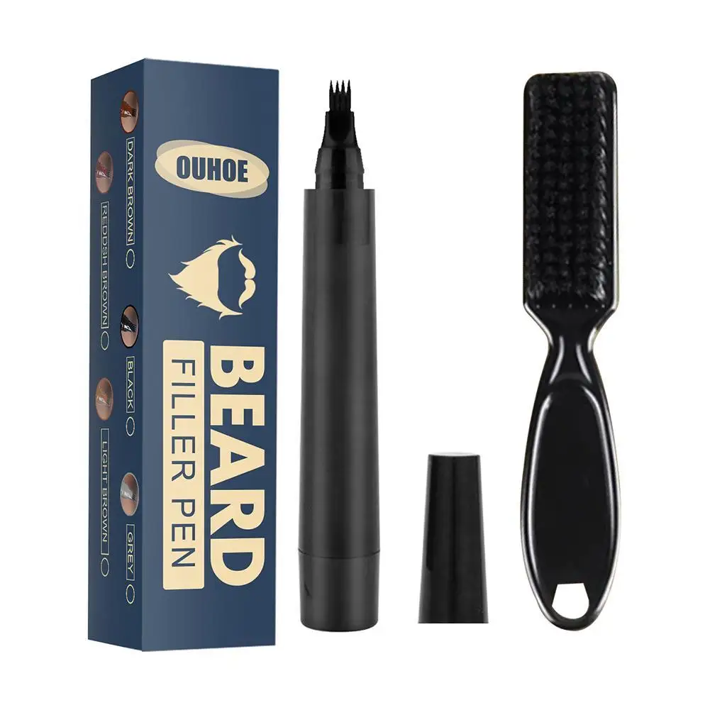 Hot Sale Beard Filling Pen Kit Beard Enhancer Brush Beard Coloring Shaping Tools Waterproof Black Brown Hair Pencil Repair Tools