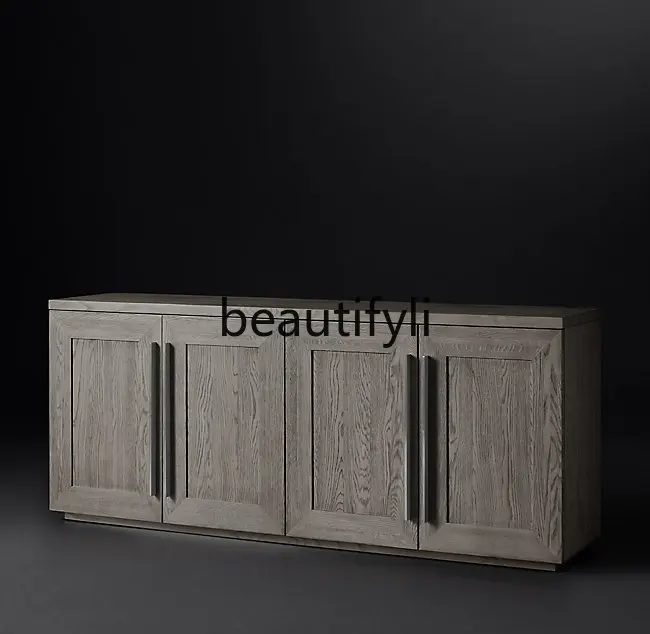 

American Sideboard Cabinet European Solid Wood Bowl Cabinet Restaurant Storage Entrance Hall Living Room Storage Cabinet