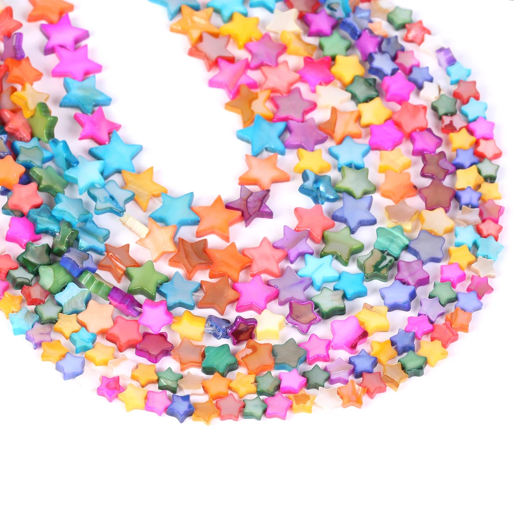 الطبيعية الملونة الخماسية نجمة قذيفة أم اللؤلؤ خزر عازل لصنع المجوهرات قلادة سوار ذاتي الصنع اليدوية 6/8/10 مللي متر