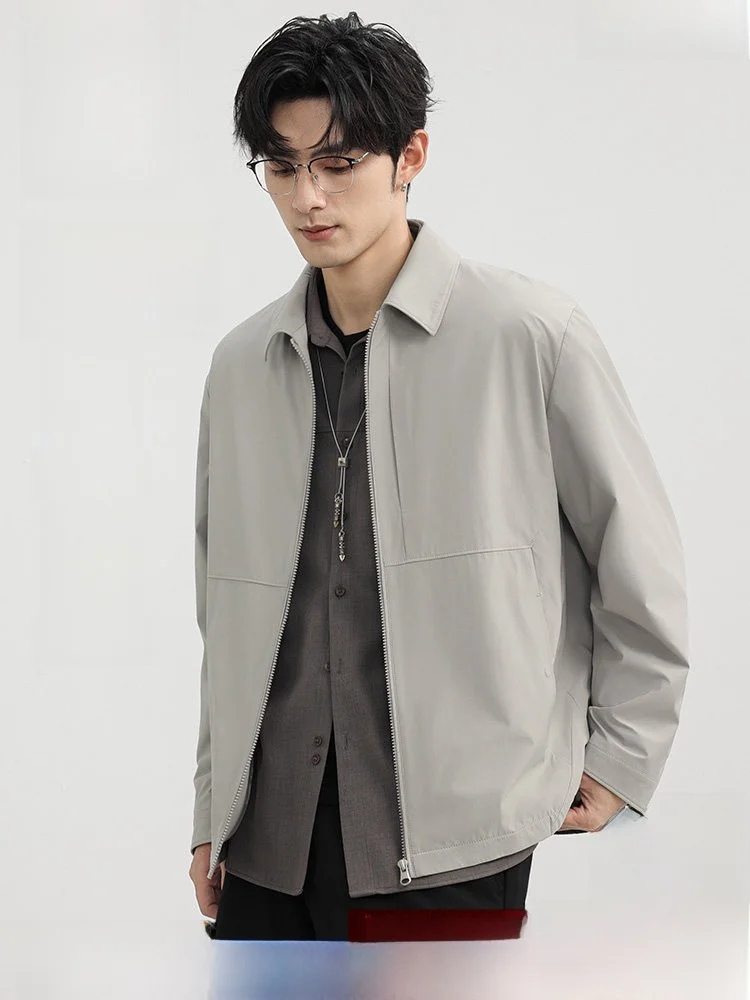 Fashionable Casual Short Jacket for Men Romon Spring Autumn Standard Fit Polyester Nylon Composite Fiber Commute Style Zipper...