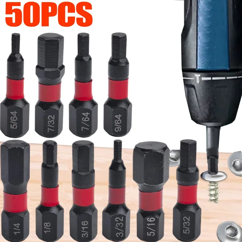 

1/4" Magnetic Screwdriver Bit Impact Hex Head Allen Wrench Drill Bit Set Metric S2 Steel Short Driver Drill Bits Hand Tools