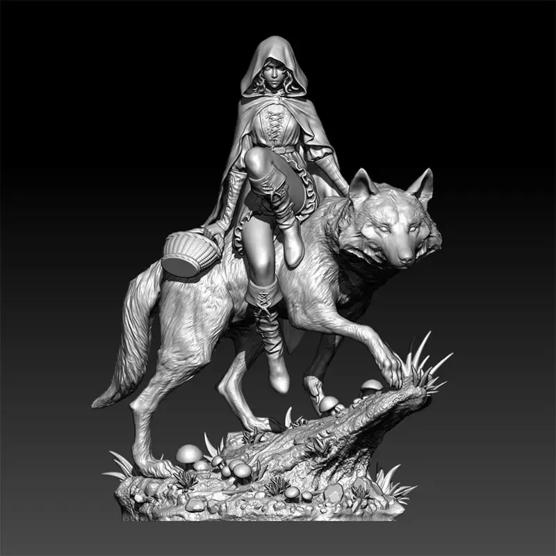 

1/24 Resin Model Kit Girl and Wolf Figurine Sculpture Unpainted Painted RW-1427