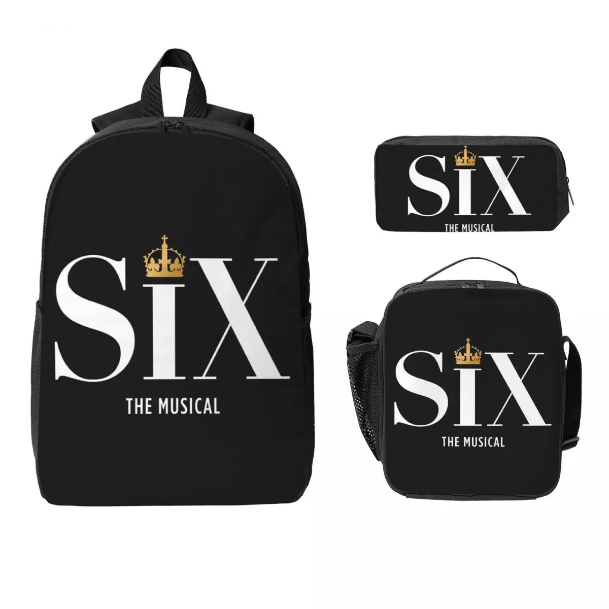 

Six The Musical Backpack Student Boys Girls BookBag School Bag Laptop Shoulder Bags 3ps Insulated Lunch Bag Pencil Case