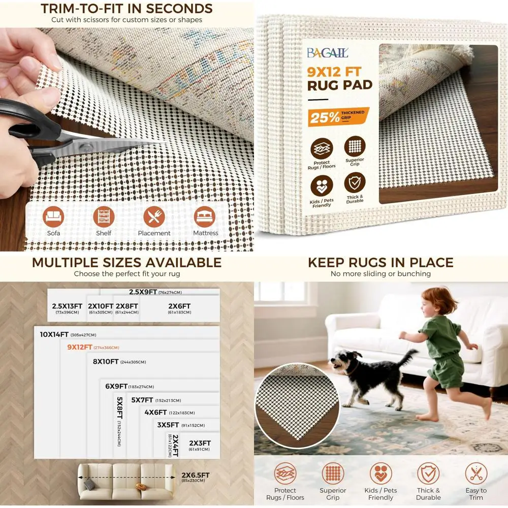 

Thick Non-Slip Rug Pad for Hardwood Floors, Protects Area Rugs and Floors