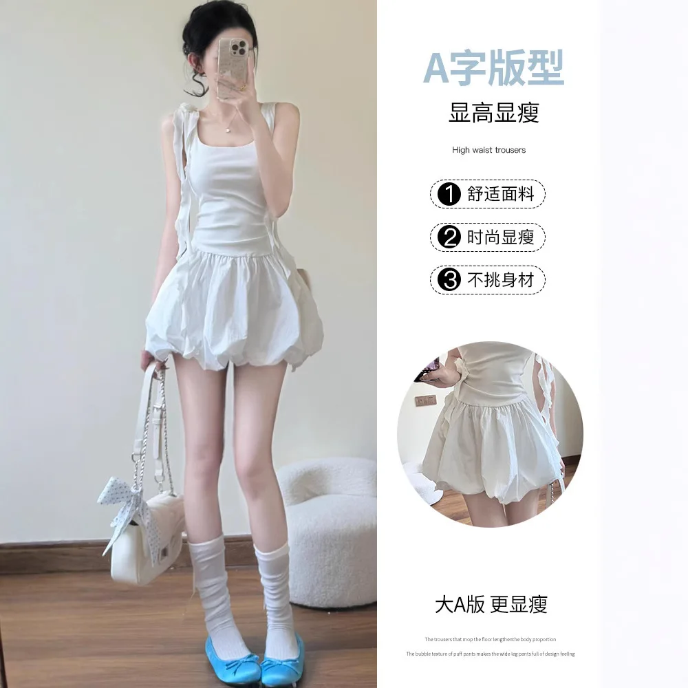 2026 New Summer Hot Sale Bud Skirt Women High Waist White A-Line Puff Ruffle Mini Skirt Petite Tiered Ruffle Midi Skirt
