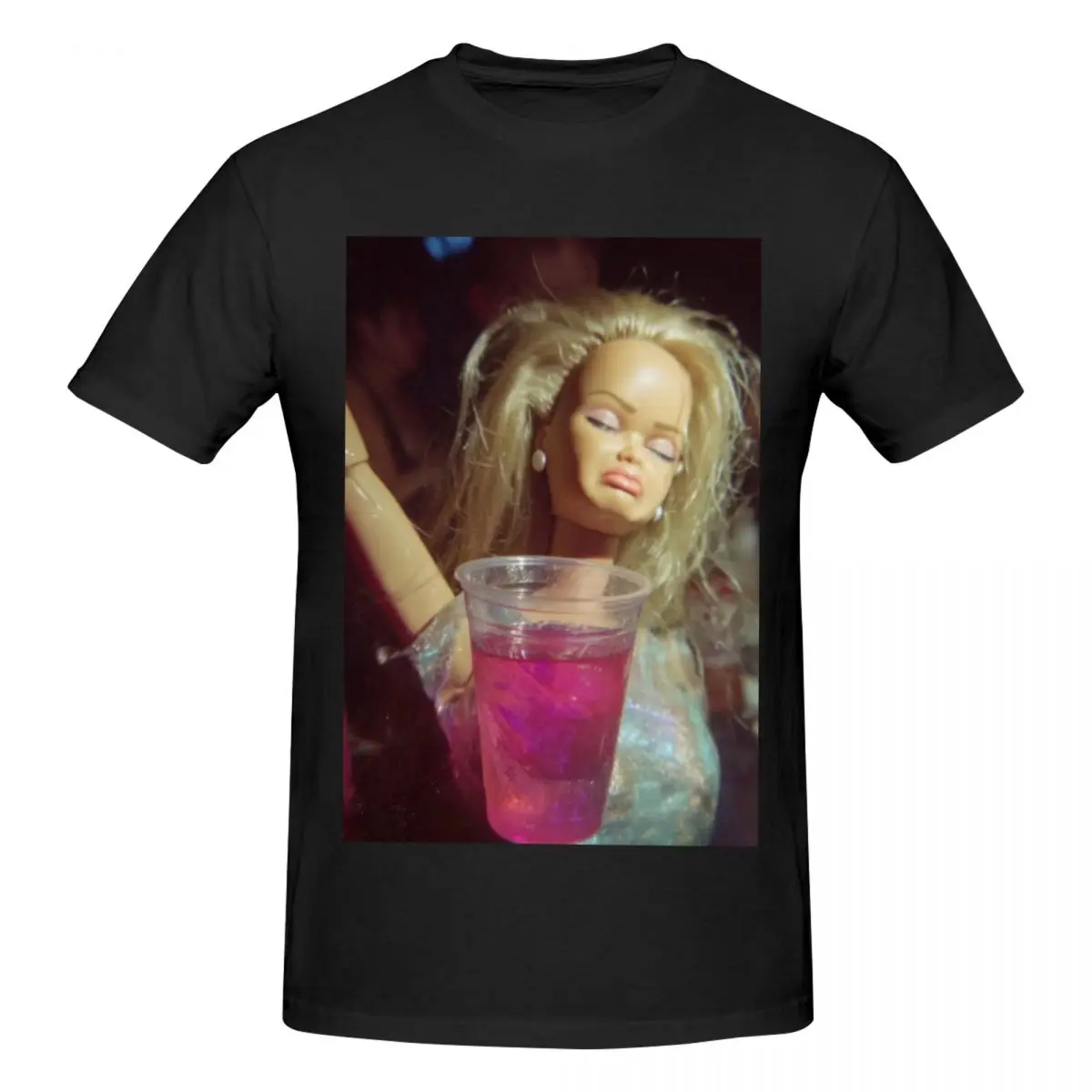 Funny Doll Face Sarcastic Doll Girl Party Drinking Doll Meme Fun T Shirts Graphic Y2K Gifts Quality Mens Women T-Shirt Tops