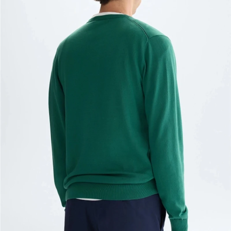 PG Letter Embroidered Solid Color V Neck Long Sleeve Knit Sweater Men Regular Fit Mature Elegant Premium Cotton Tops image 2