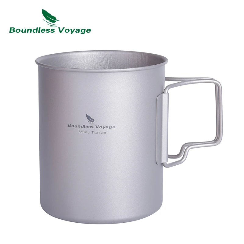 Boundless Voyage 550ml Titanium Cup Camping Water Mug Tea Coffee Beer Cup Outdoor Travel Portable Lightweight Pot Without Lid