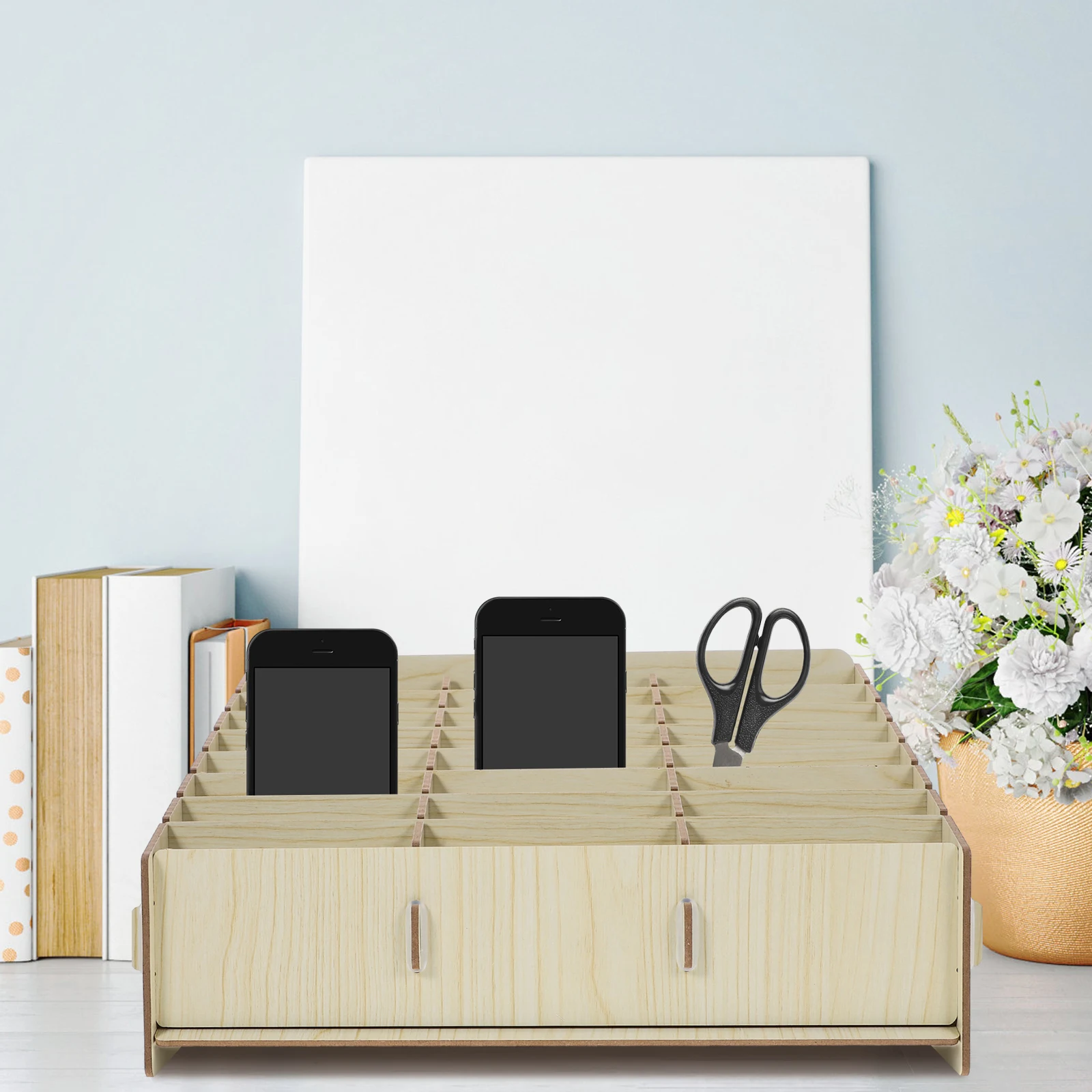 DIY Wooden Phone Storage Box 32 6x20x17 5cm Smooth Polished Desk ganizer School Classroom Office Supplies Container