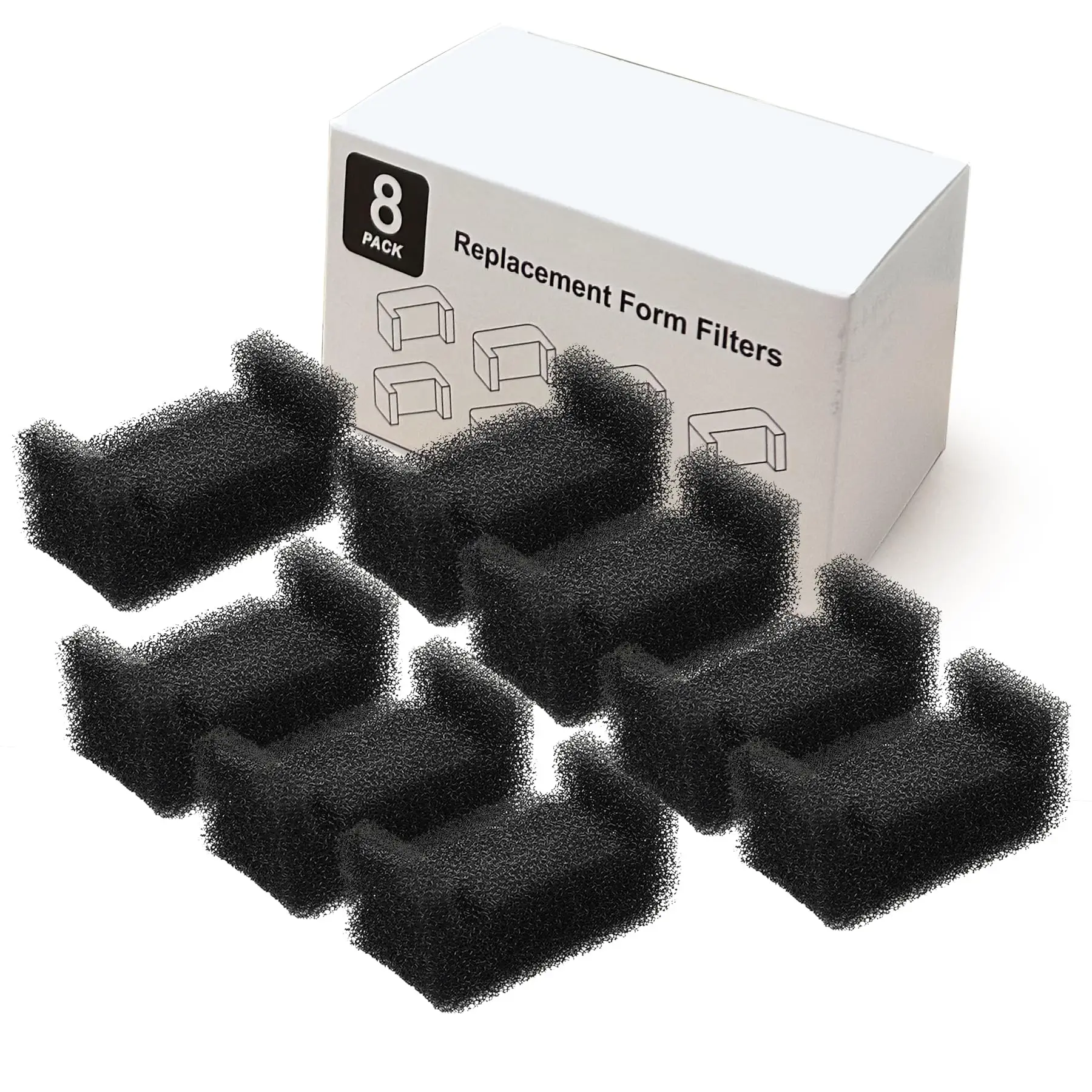 

8PCS Black Sponge Filter For Pet Cat Water Fountain Water Pump DR-DC160 Replacement Dog Dispenser Foam Filter Pet Accessories