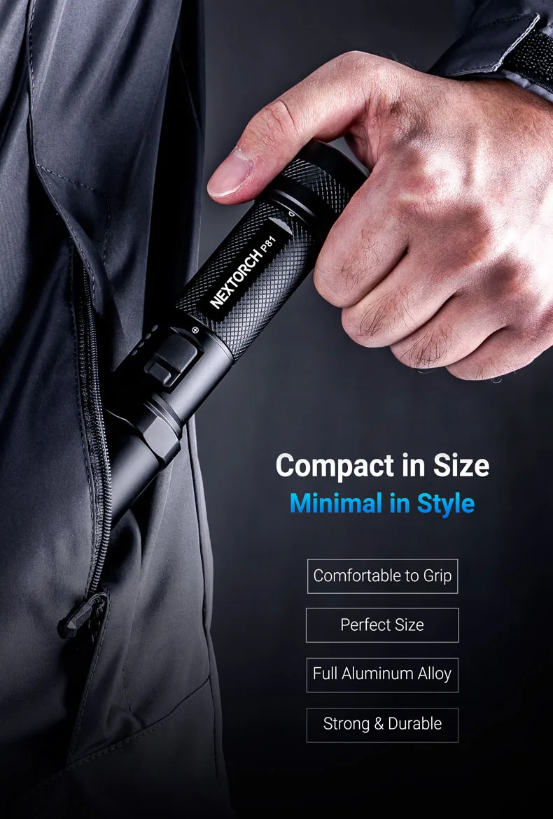 NEXTORCH 2600 Lumens Rechargeable LED Flashlight Mini Handheld Light USB Rechargeable for Police Law Enforcement Hunting Camping