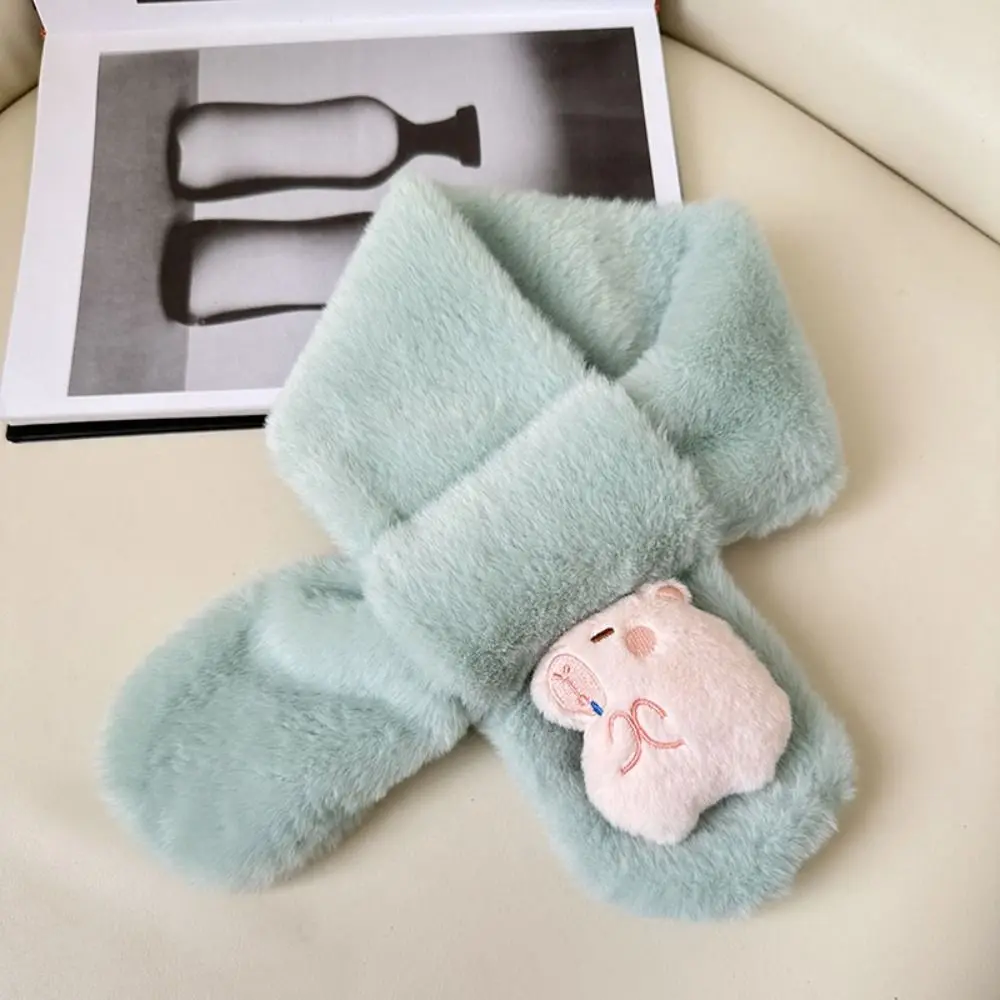 2 قطعة Kawaii كابيبالا وشاح قطيفة كابيبالا على شكل تقليد الأرنب الفراء الأطفال كابيبالا وشاح الدفء بلون