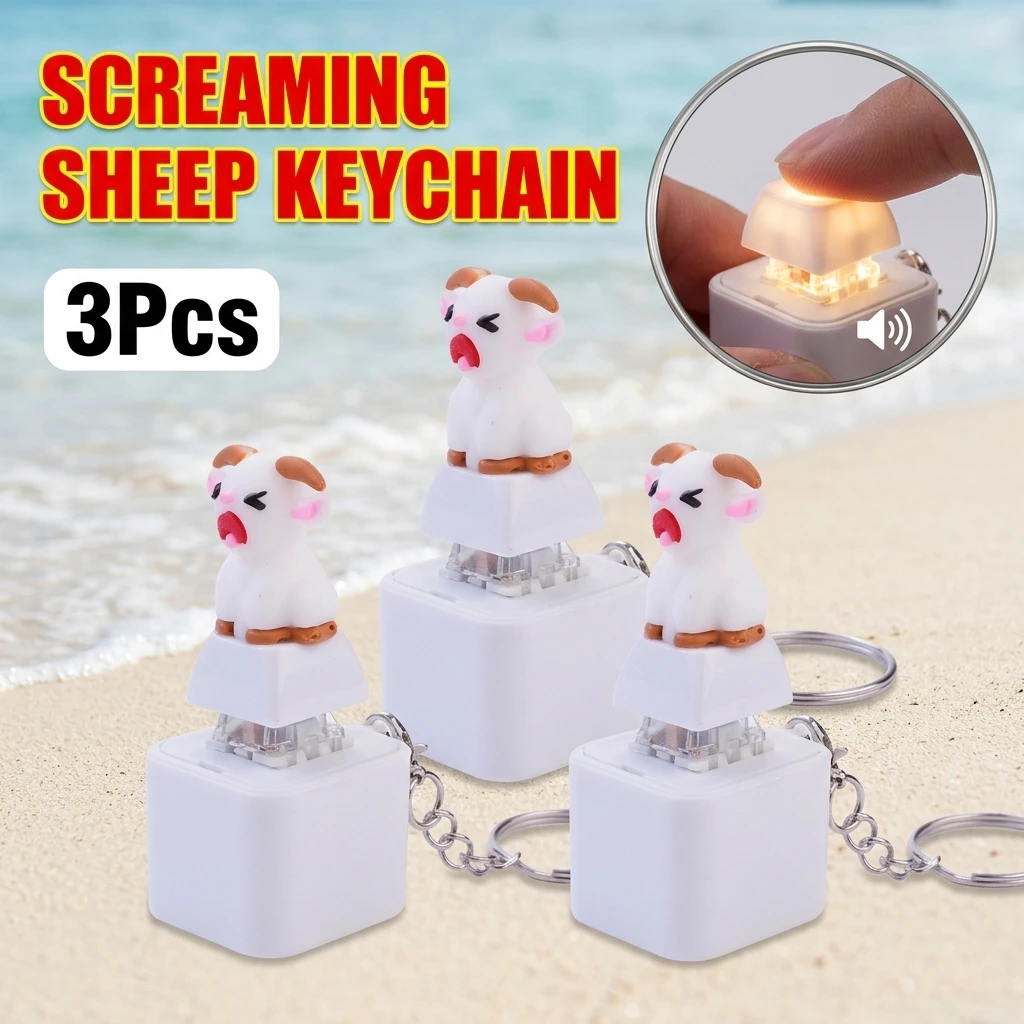 Cute Animals Keychain Mine Bird Voice Keys Voice Button Keychain Creative Little Sheep Keychain Decompression Sound Keyrings