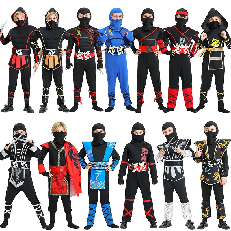 Ninja Kostuums Kids Halloween Cosplay Boys Dragon Ninja Kostuum Meisjes Krijger Carnaval Purim Party Kleding