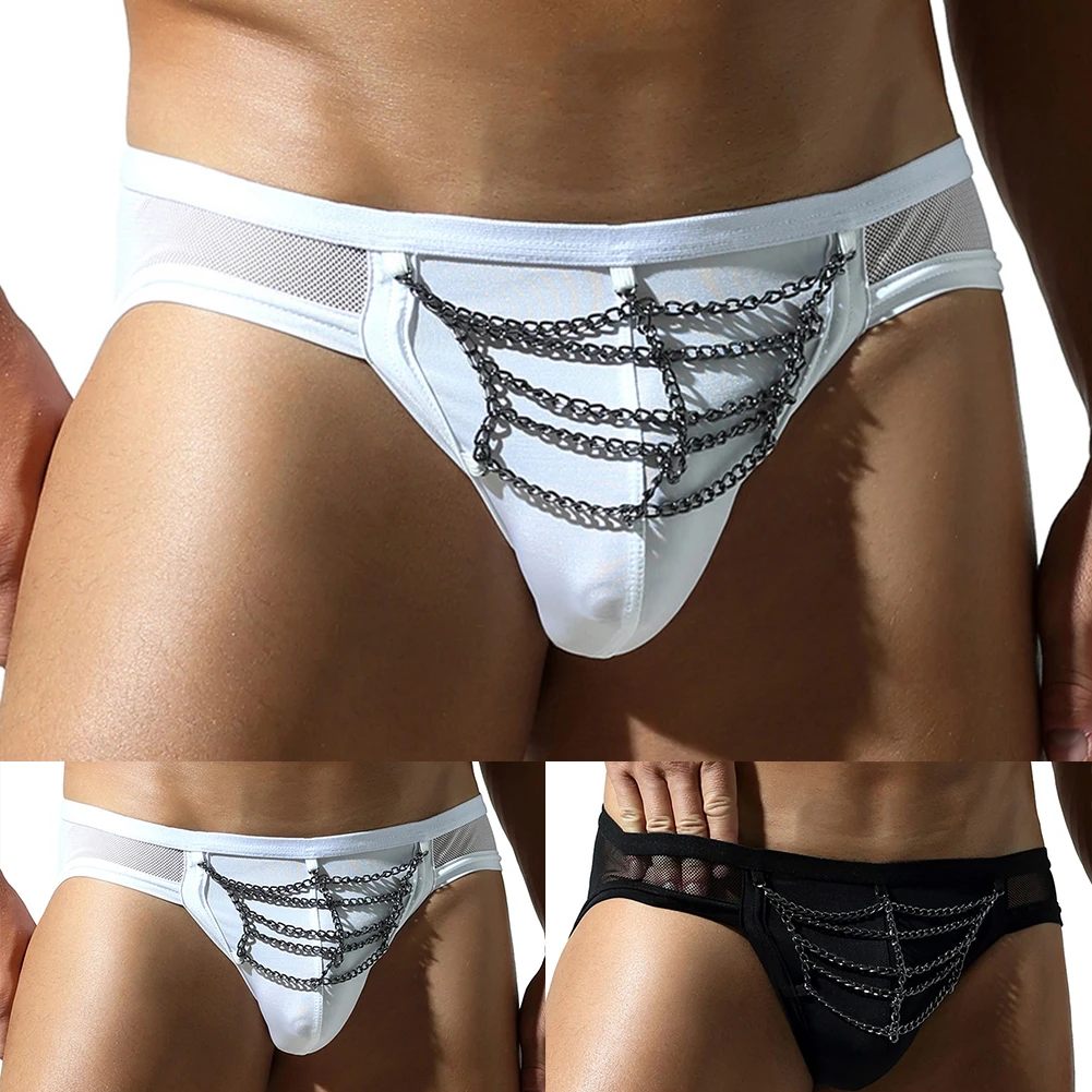 Exotic Men\'s Pouch Underwear Chain Design Mens Underwear Breathable Underwear Classic Style Lightweight Material