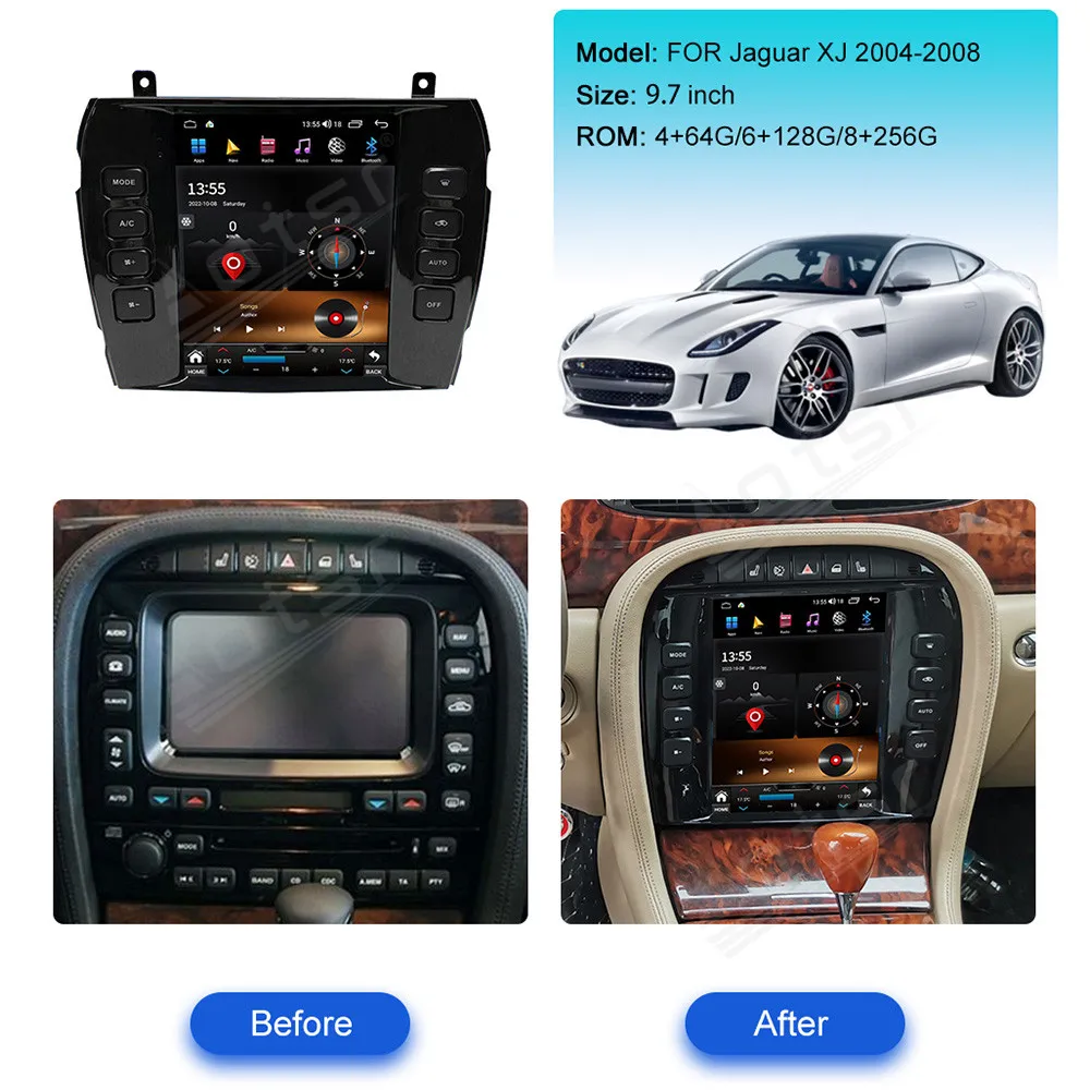 Wireless Apple CarPlay Android 13.0 Auto Car Multimedia For Jaguar XJ 2004-2008 Radio GPS 4G Car Radio