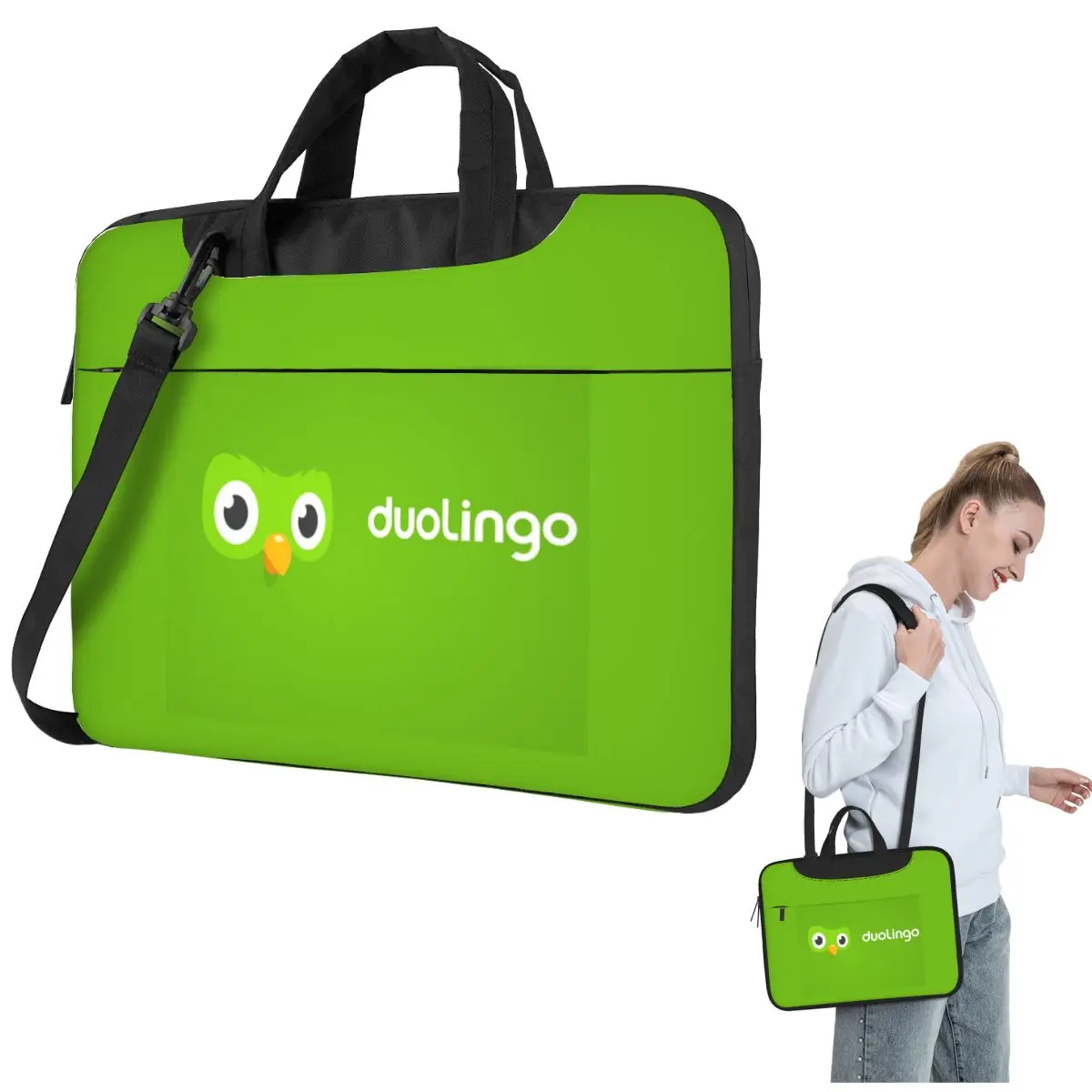 Duolingo Owl Duo Crossbody Laptop Bag Case Computer Bag 13 14 15.6 Inch Notebook Pouch for Macbook Pro