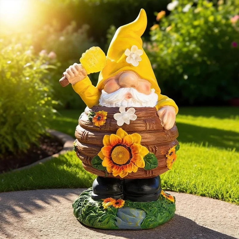 

Solar garden ornaments resin gnomes decorative elf dwarfs outdoor garden lights resin frogs