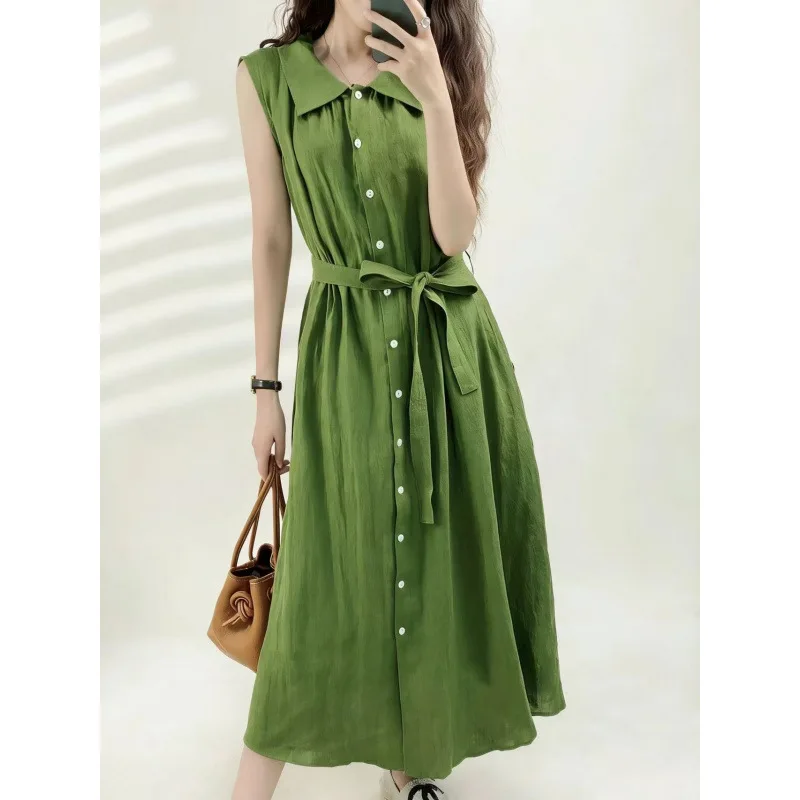 

Shirts Dress Women Long Dresses Vestidos Y2k Streetwear Elegant Splice Party Night Work Turn Down Collar Sleeveless Spring 2026