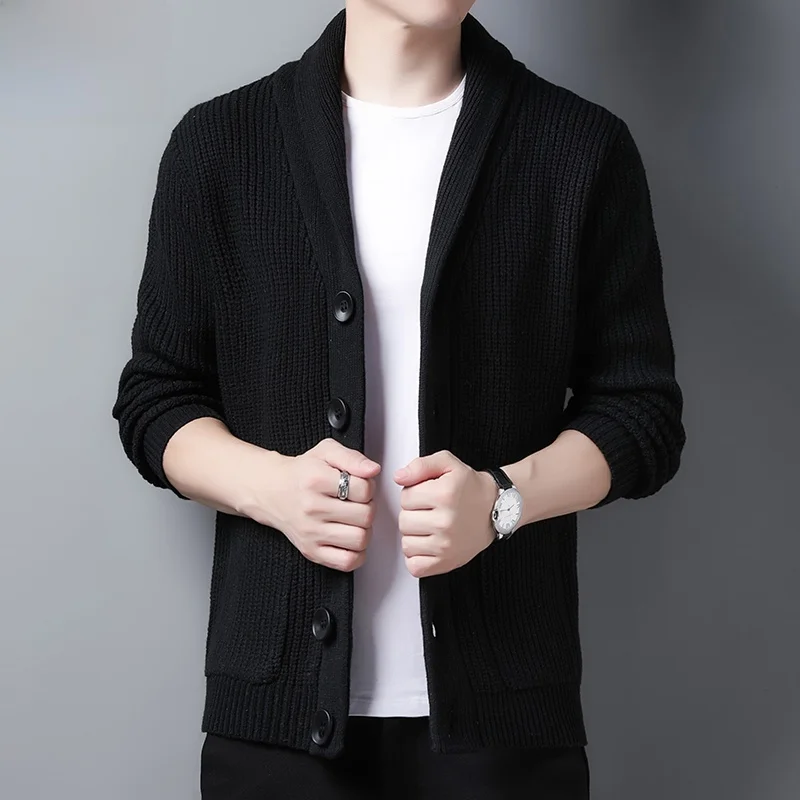 

Mens Knit Cardigan Autumn Winter Korean Style Long Sleeve Sweater Outerwear Fashion Casual Versatile Coat