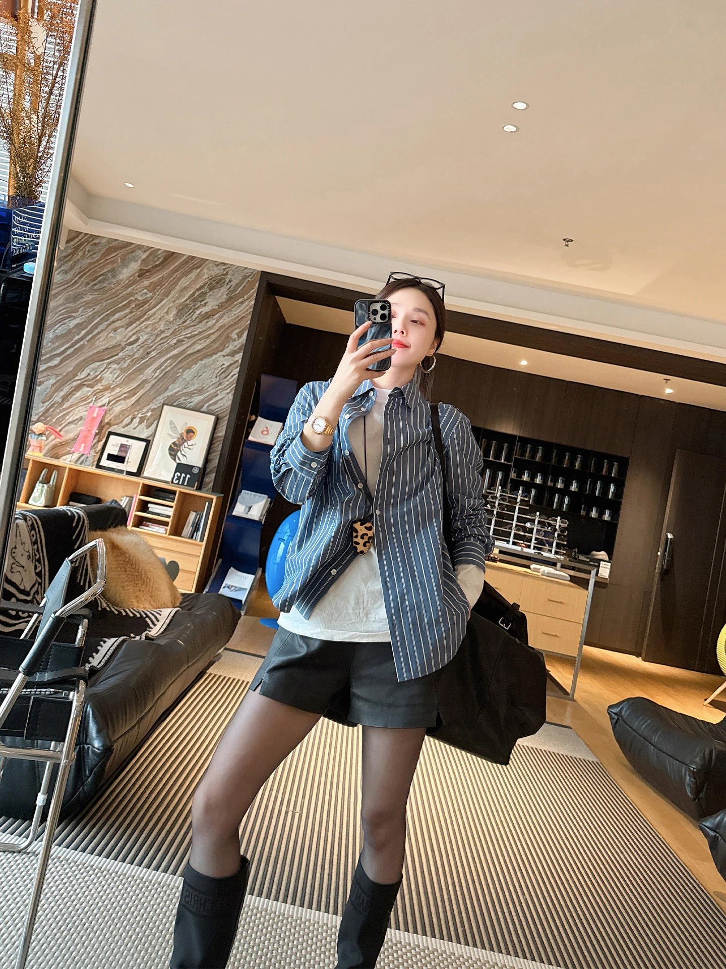 

Классическая полосатая рубашка из чистого хлопка с длинными рукавами, укороченная, женская, осенняя, повседневная, свободного кроя, на пуговицах