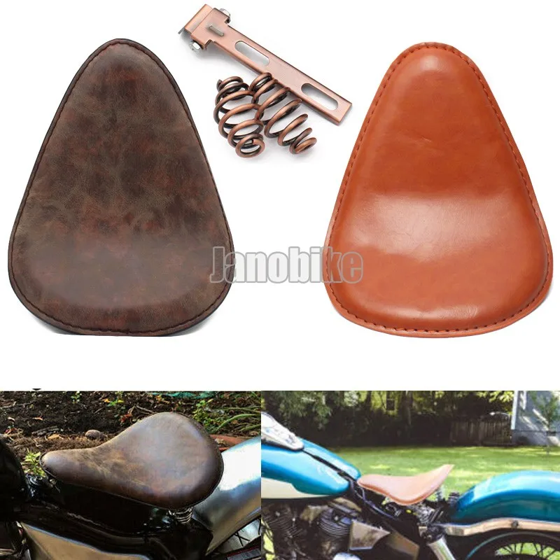 

Motorcycle Leather 3" SOLO Spring Bracket Seat For Universal Motorcycle Honda Shadow Harley Sportster Chopper Bobber Custom