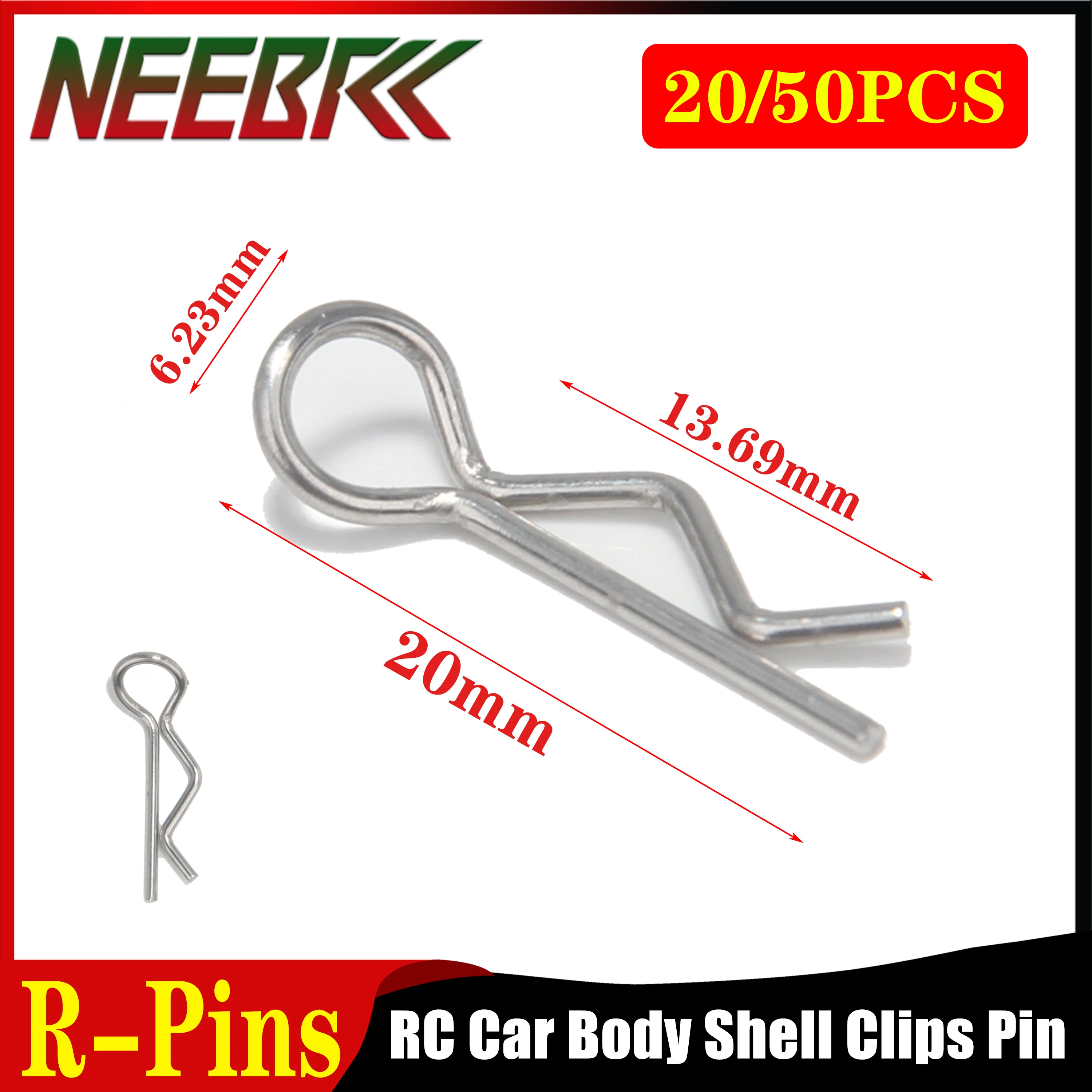 

20/50PCS RC Car Body Shell Metal R-type Clips Pin Buckle for RC Car Buggy Truck Model Toys Shell Pins Upgrade Replacement Parts